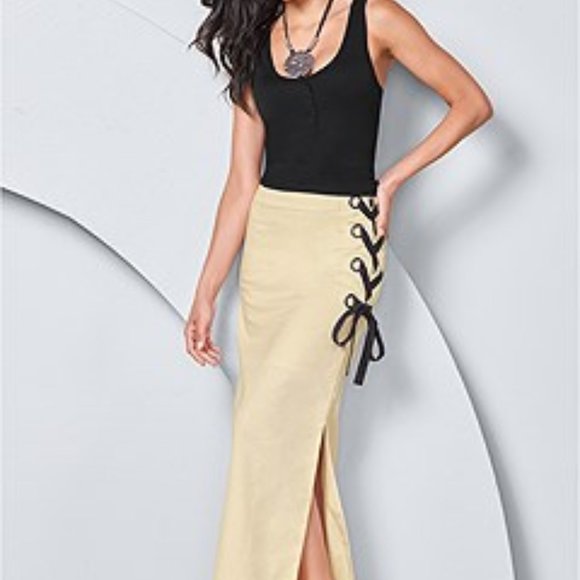 VENUS Dresses & Skirts - Venus Linen Skirt with Black Tie
